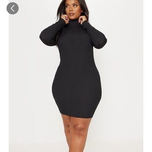 Plus black high neck bodycon
